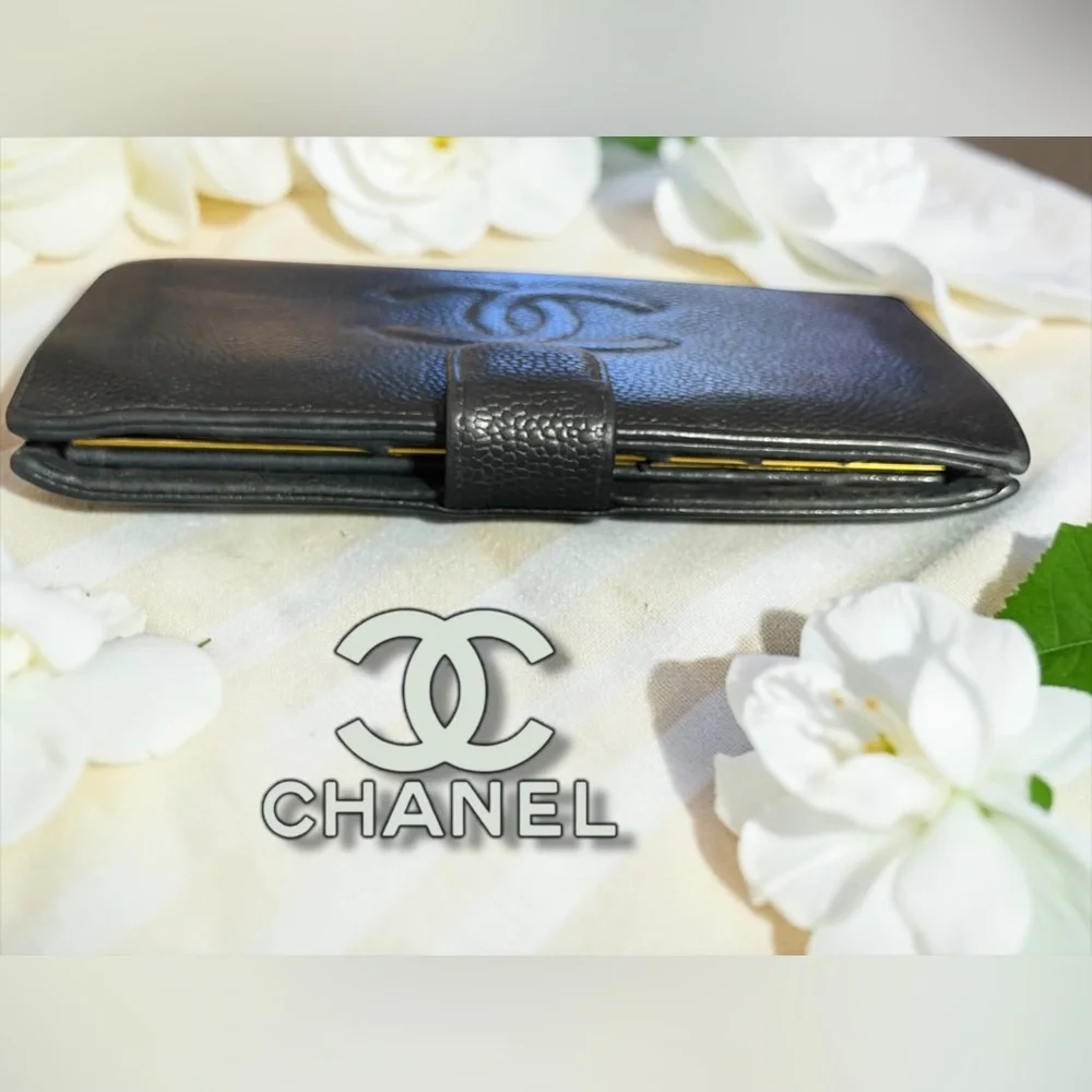 Chanel Caviar Timeless CC Long Wallet RICH BLACK LEATHER KISS Lock💋 - Picture 4 of 16